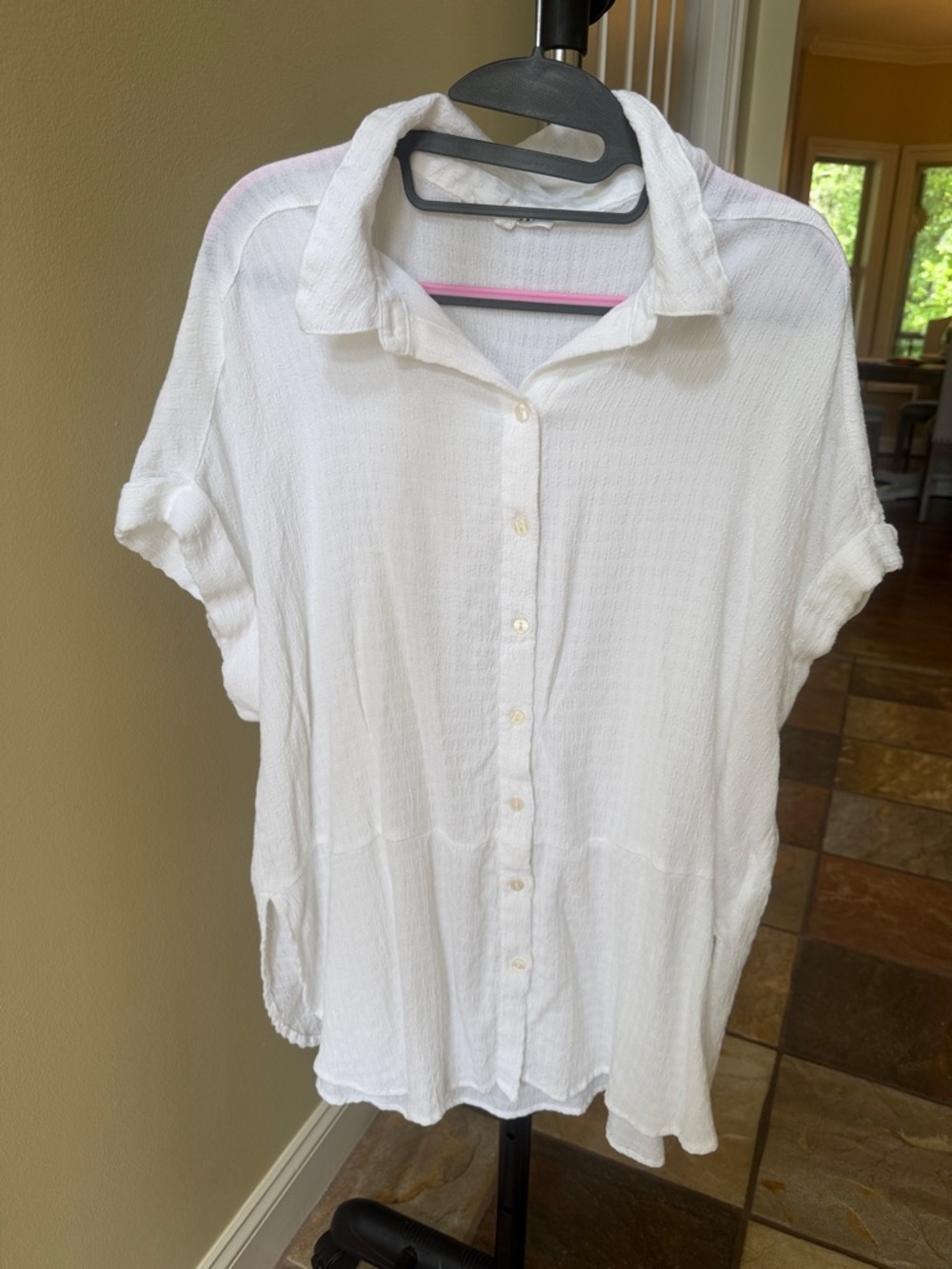 Jane and Delancey White Gauze Button-Front Beach Coverup